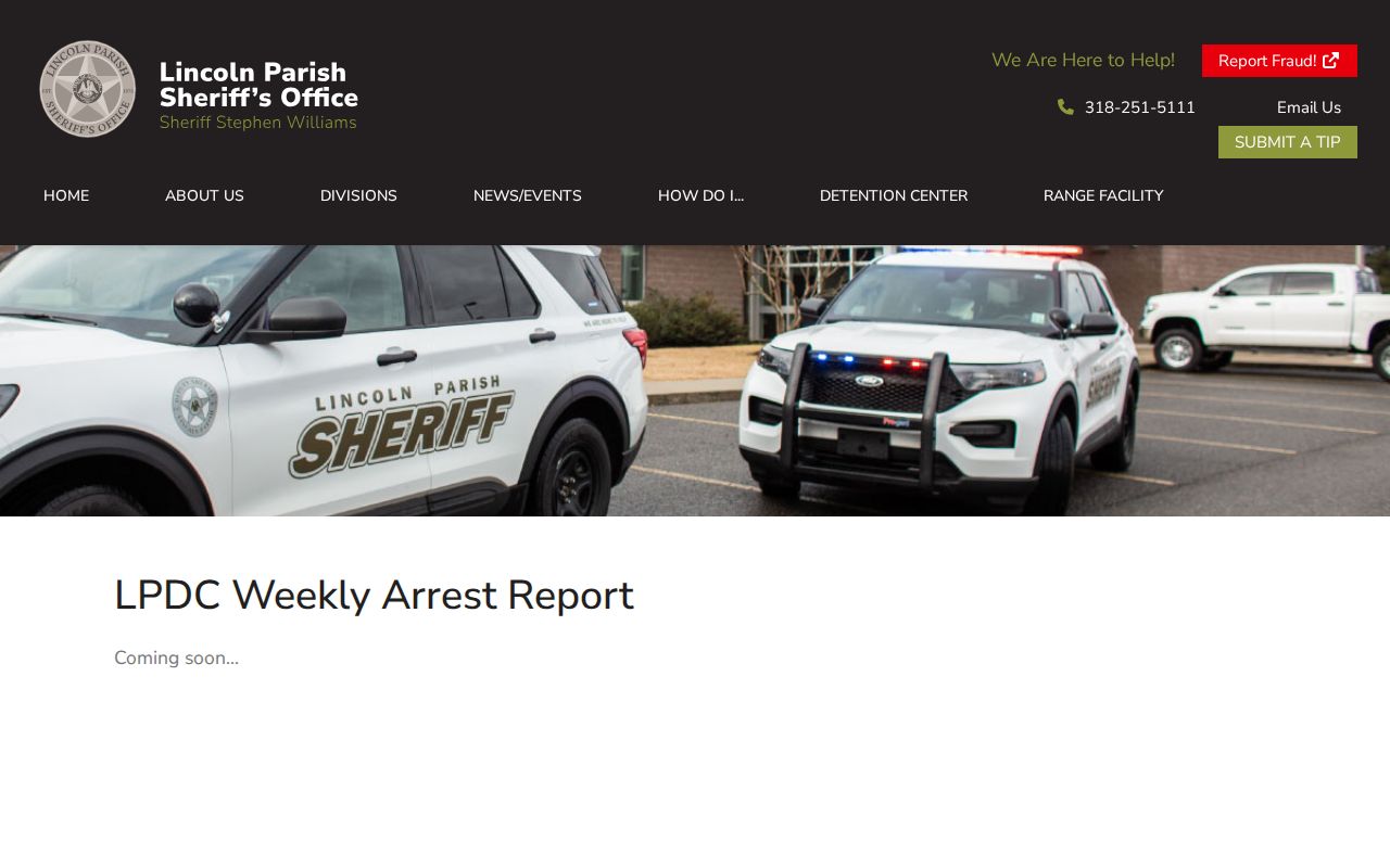 Lincoln Parish weekly arrest report placeholder